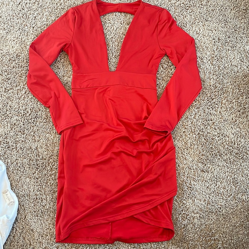 Red dress open back